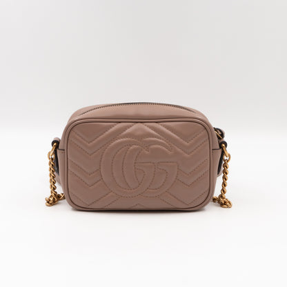 GG Marmont Mini Camera Bag Rose Beige Leather