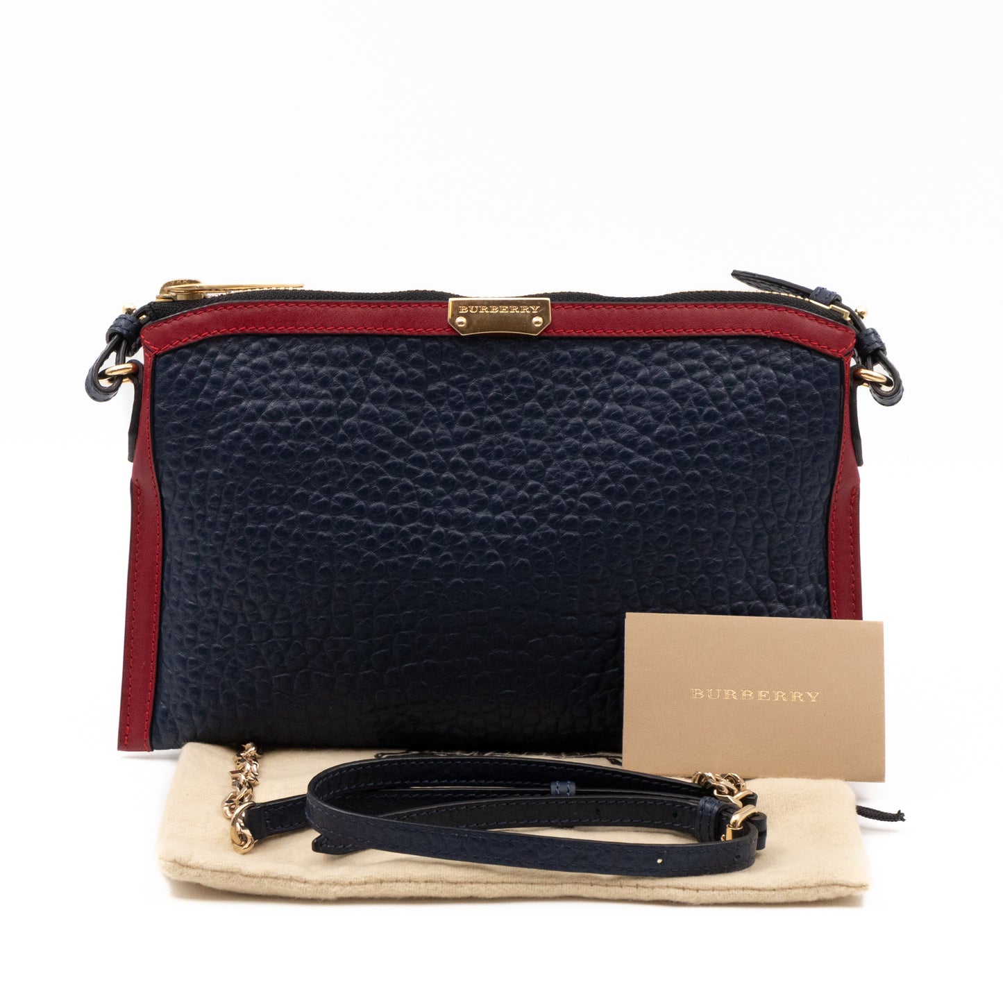 Crossbody Bag Blue Grained Leather