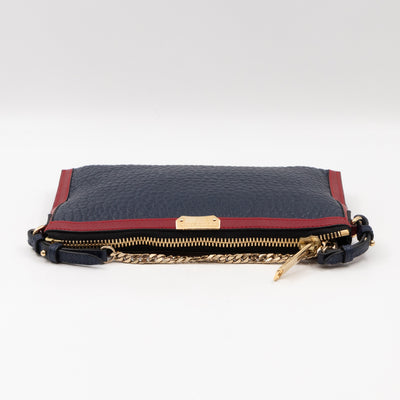 Crossbody Bag Blue Grained Leather