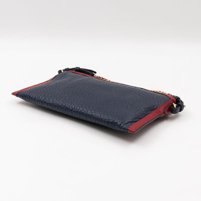 Crossbody Bag Blue Grained Leather