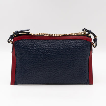 Crossbody Bag Blue Grained Leather