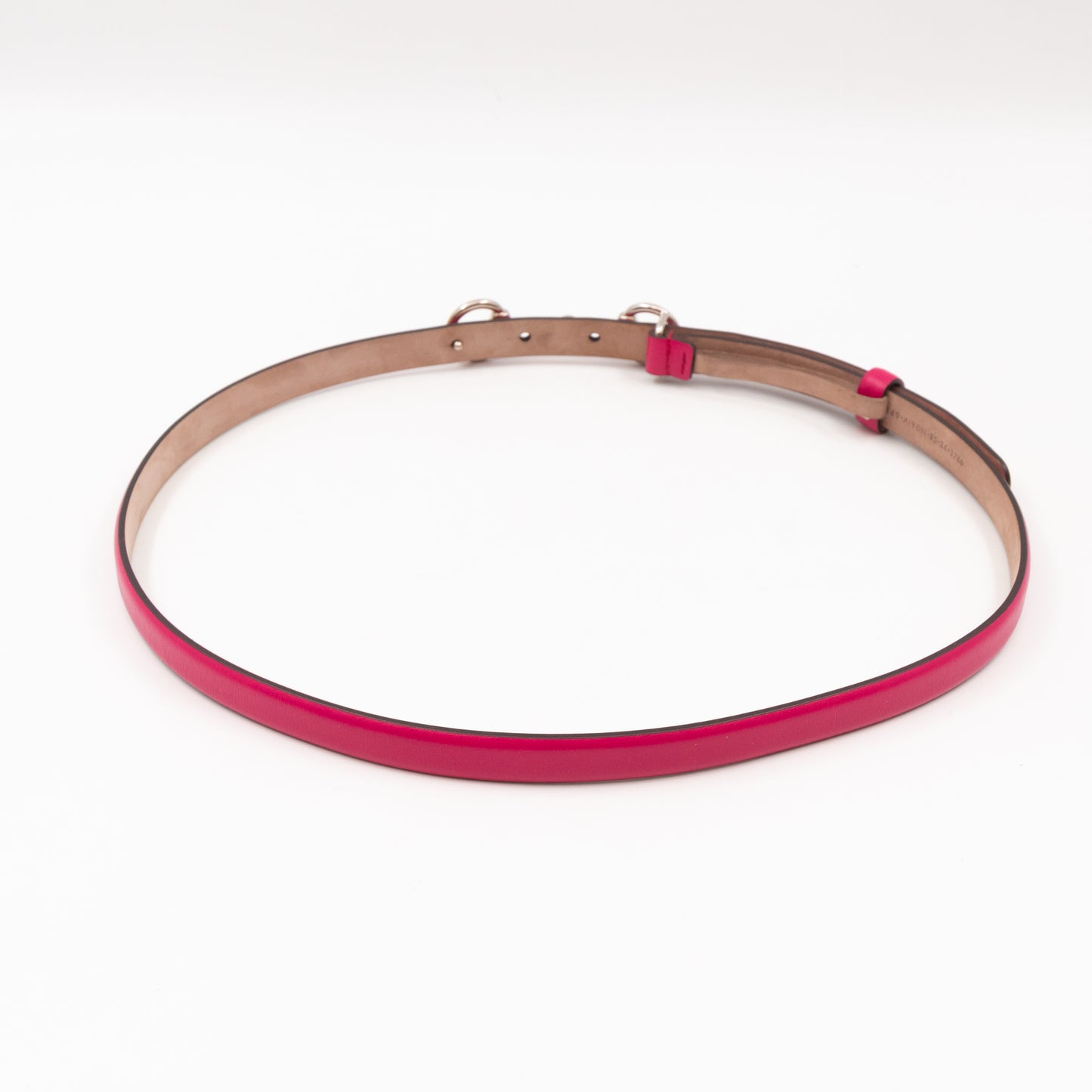 Horsebit Buckle Skinny Belt Rosy Pink Leather 85/34