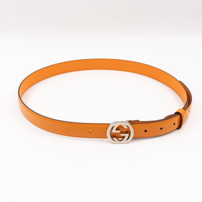 Interlocking G Buckle Belt Orange Patent Leather 95/38