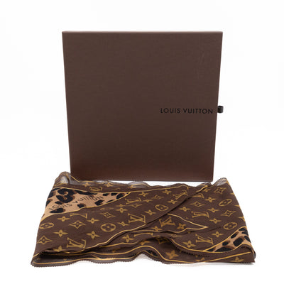 Silk Crepe Leopard Monogram Bandeau Scarf