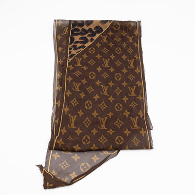 Silk Crepe Leopard Monogram Bandeau Scarf