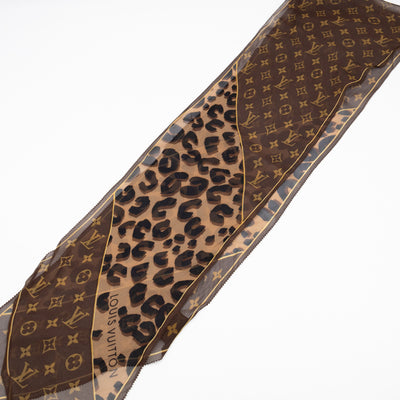 Silk Crepe Leopard Monogram Bandeau Scarf