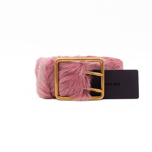 Runway Wide Pink Fur Belt 85/34