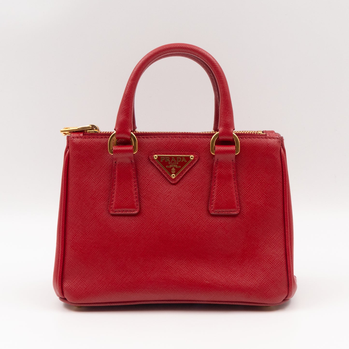 Galleria Micro Double Zip Red Saffiano