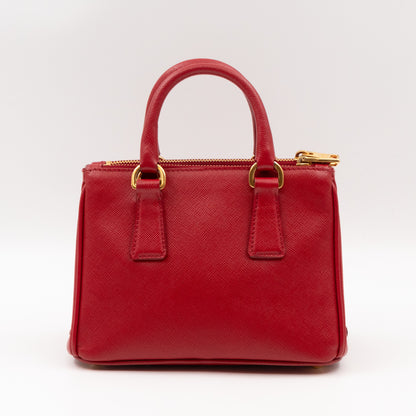 Galleria Micro Double Zip Red Saffiano