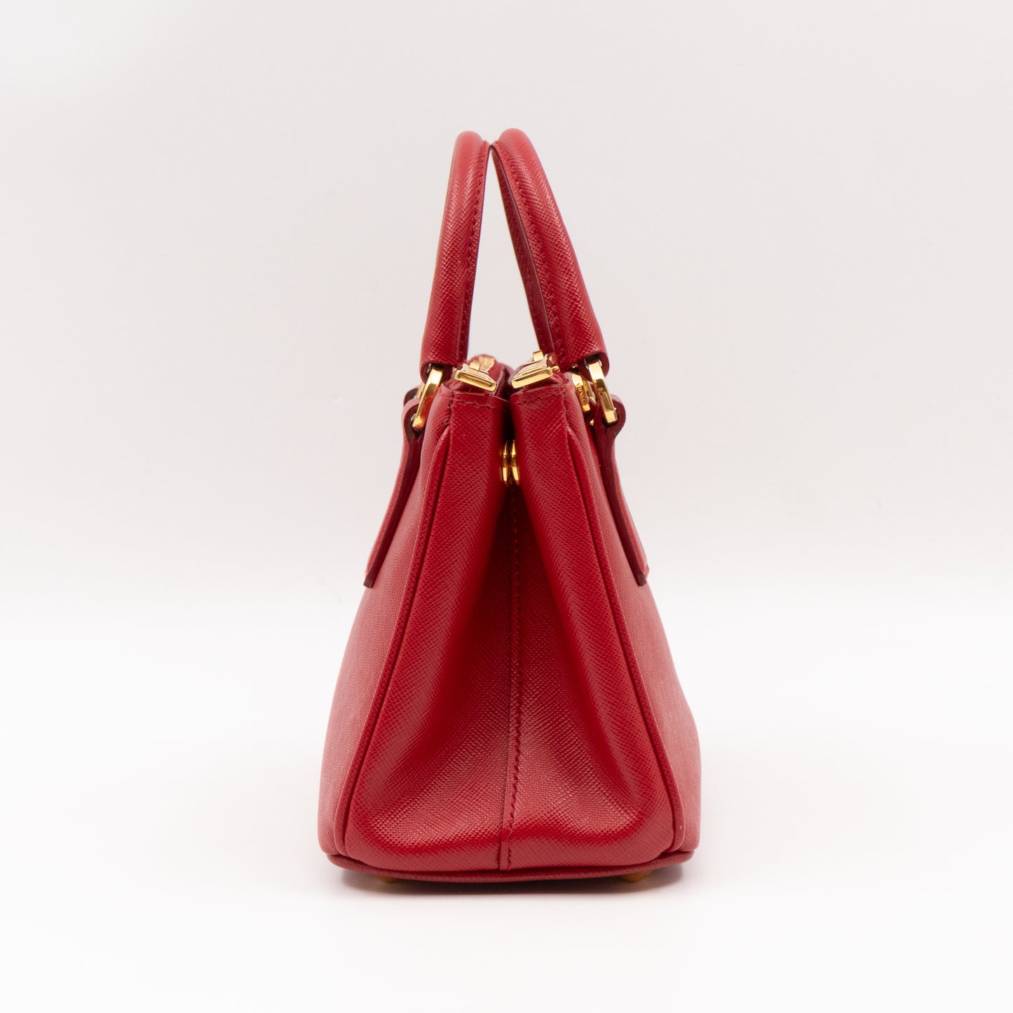 Galleria Micro Double Zip Red Saffiano