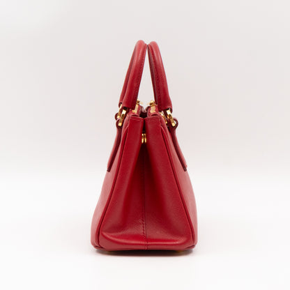 Galleria Micro Double Zip Red Saffiano