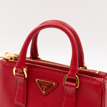 Galleria Micro Double Zip Red Saffiano