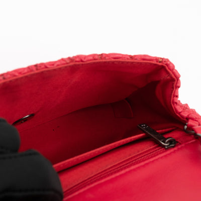 Classic Flap Mini Square Crochet Red Lambskin