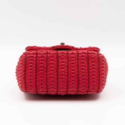 Classic Flap Mini Square Crochet Red Lambskin