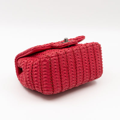 Classic Flap Mini Square Crochet Red Lambskin