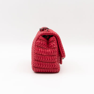 Classic Flap Mini Square Crochet Red Lambskin