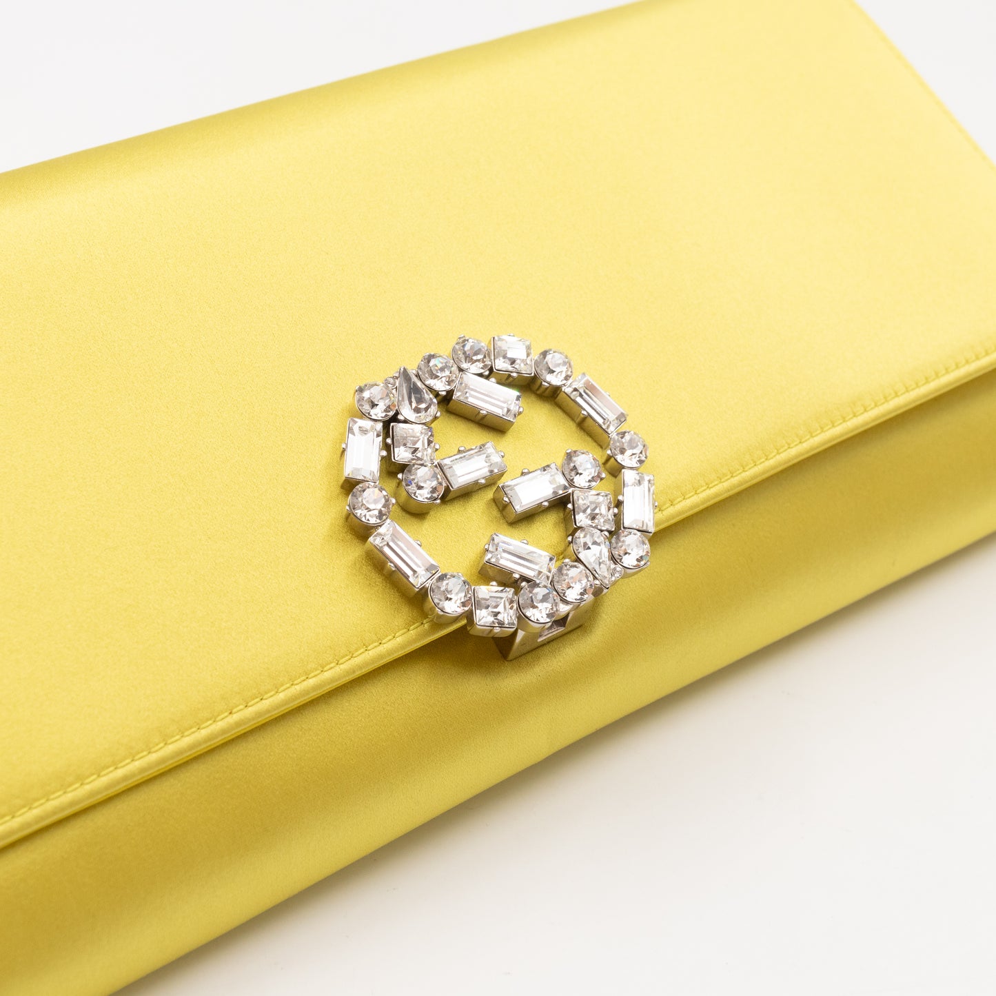 Broadway Clutch Yellow Satin with Crystals