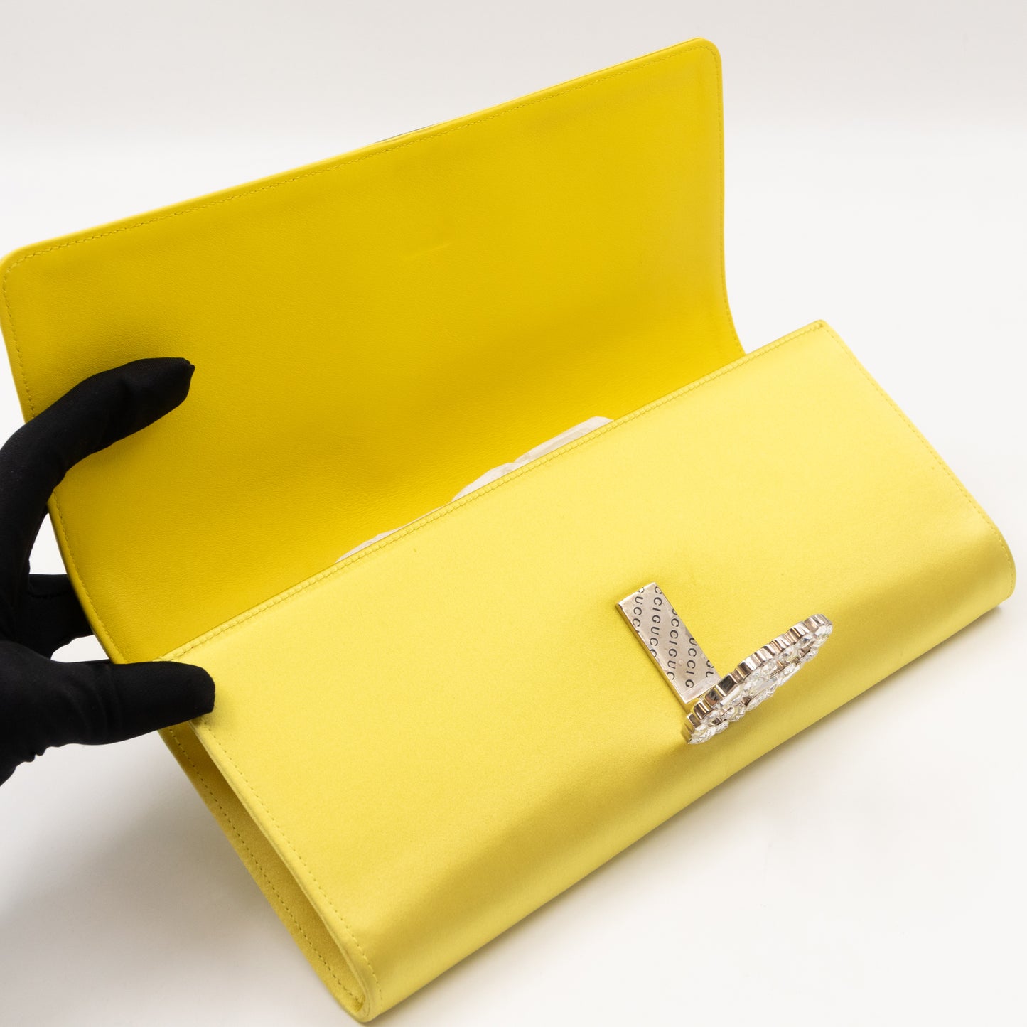 Broadway Clutch Yellow Satin with Crystals