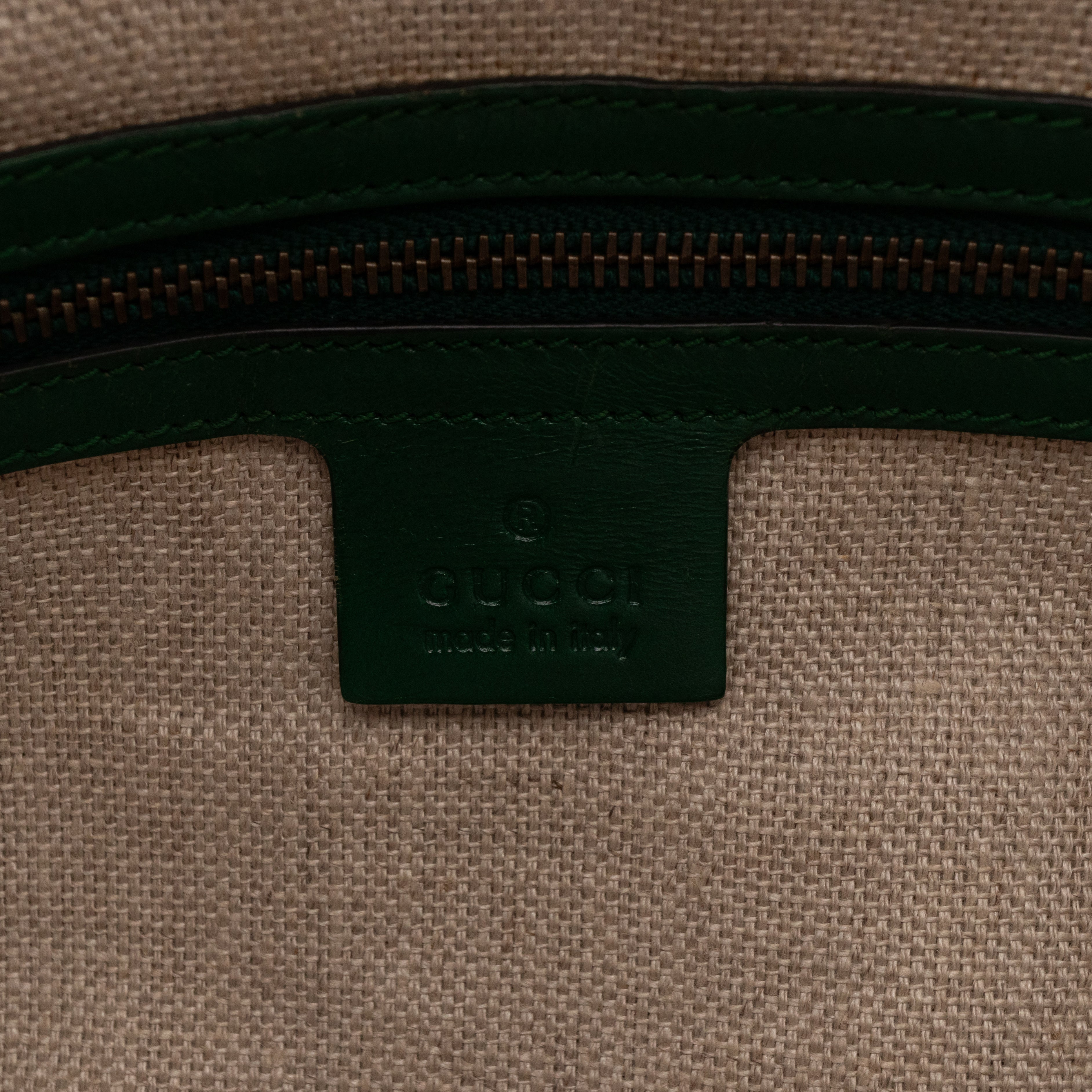 Secret Satchel Bag GG Canvas Green Crocodile Web Leather