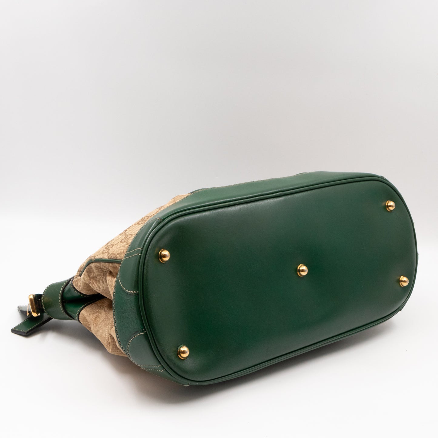 Secret Satchel Bag GG Canvas Green Crocodile Web Leather