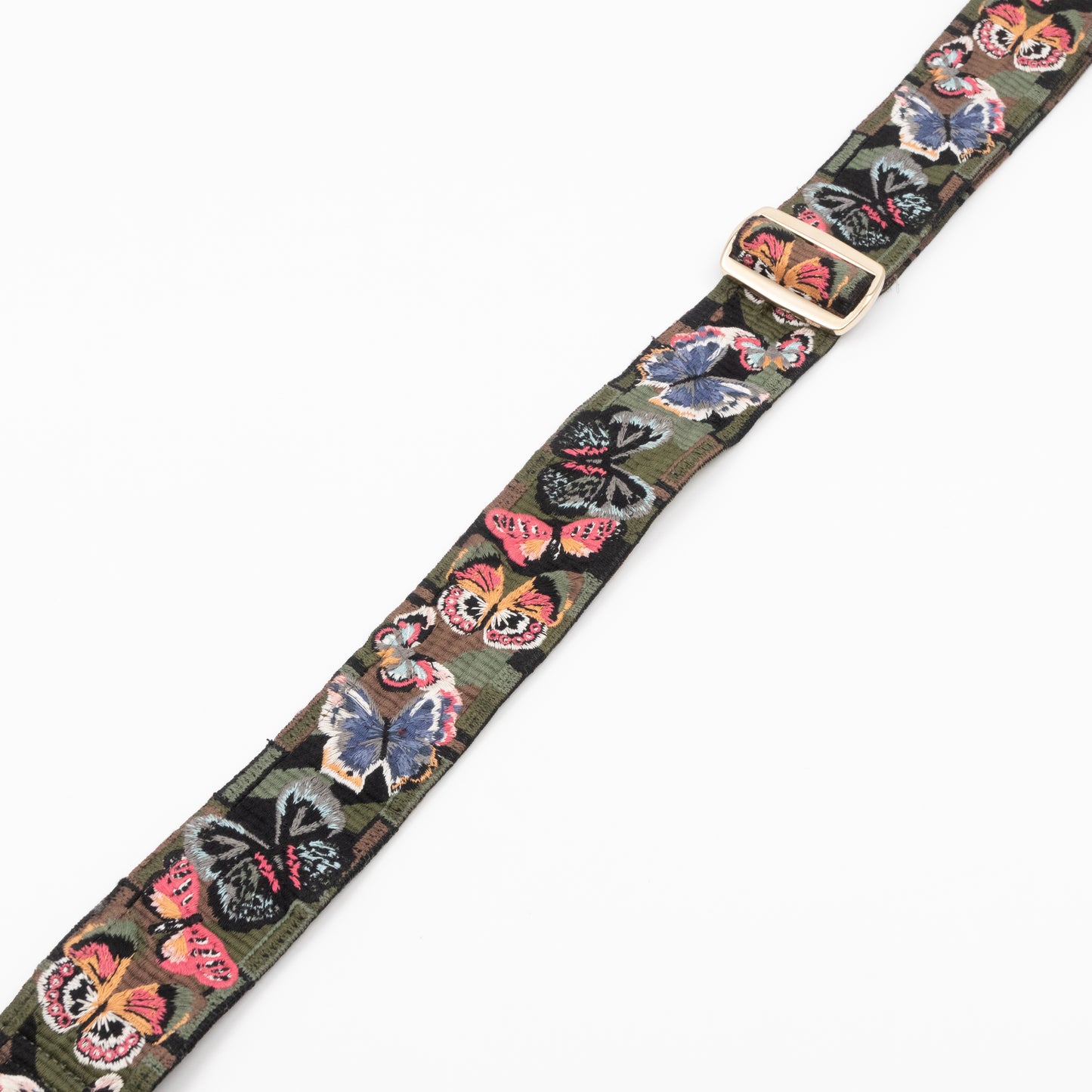 Guitar Bag Strap Camu Butterfly Embroidered Green