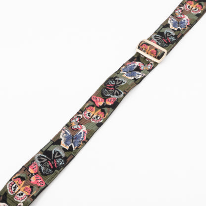 Guitar Bag Strap Camu Butterfly Embroidered Green