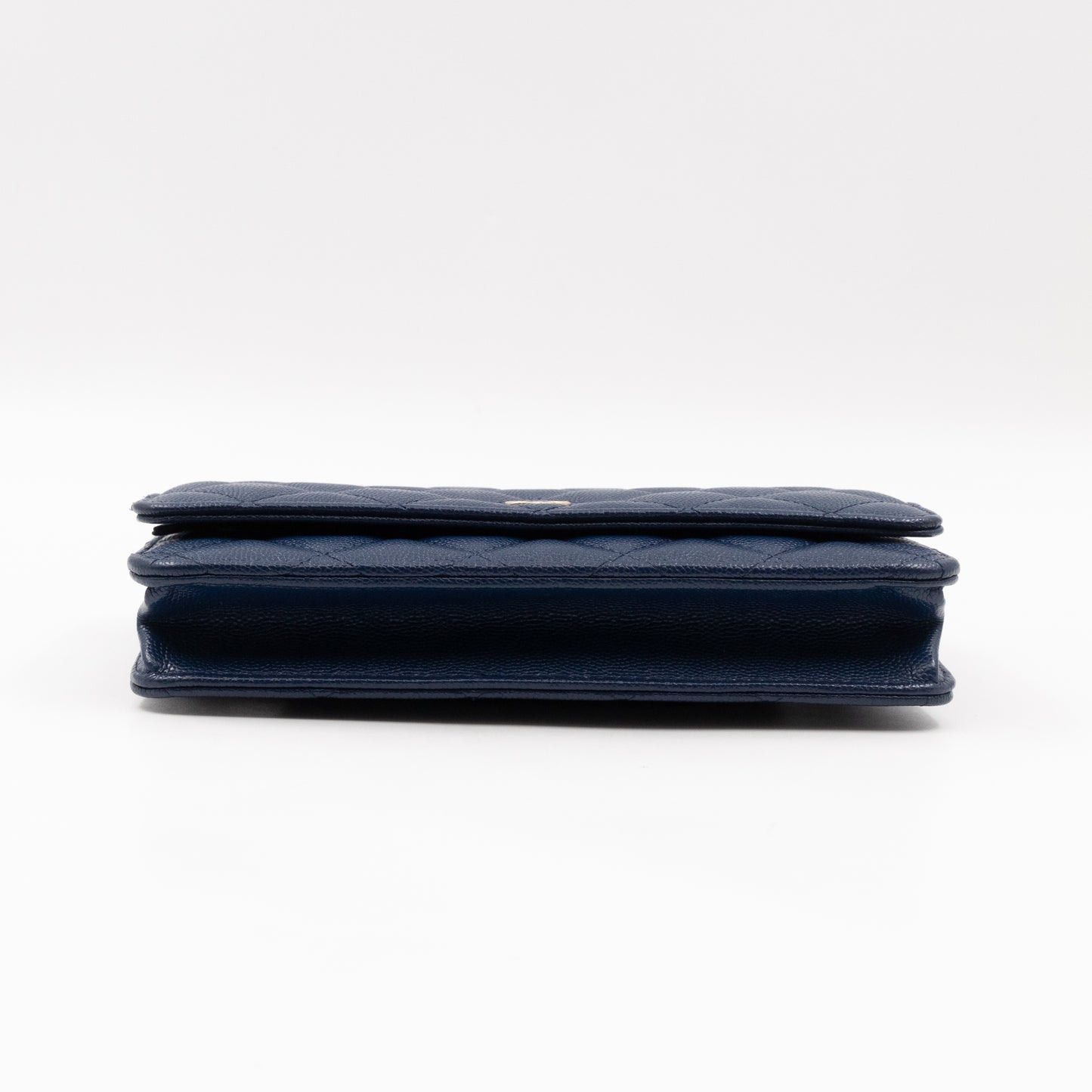 Classic Wallet On Chain Navy Blue Caviar Light Gold