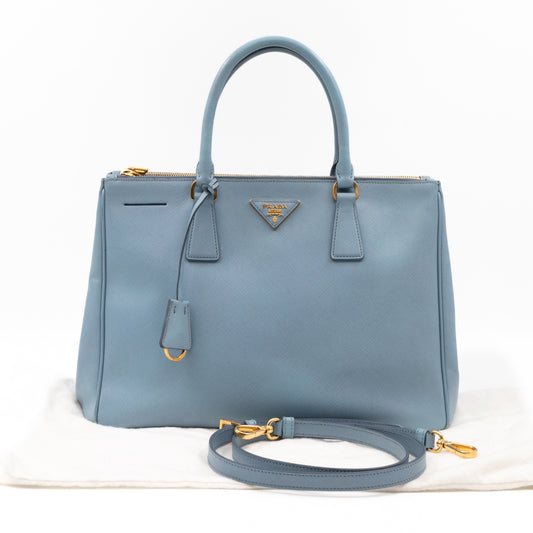 Galleria Large Double Zip Astral Blue Saffiano Leather