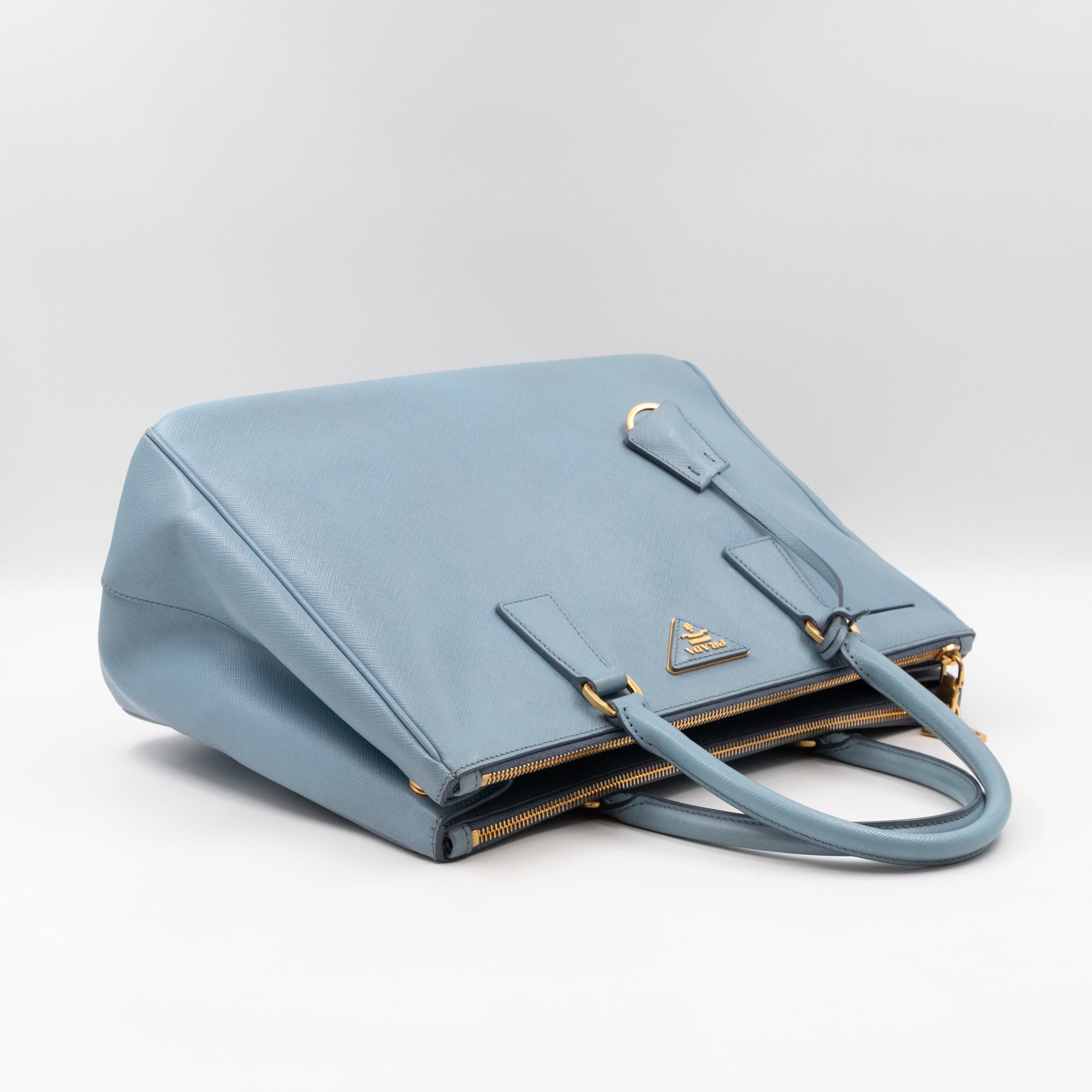 Galleria Large Double Zip Astral Blue Saffiano Leather