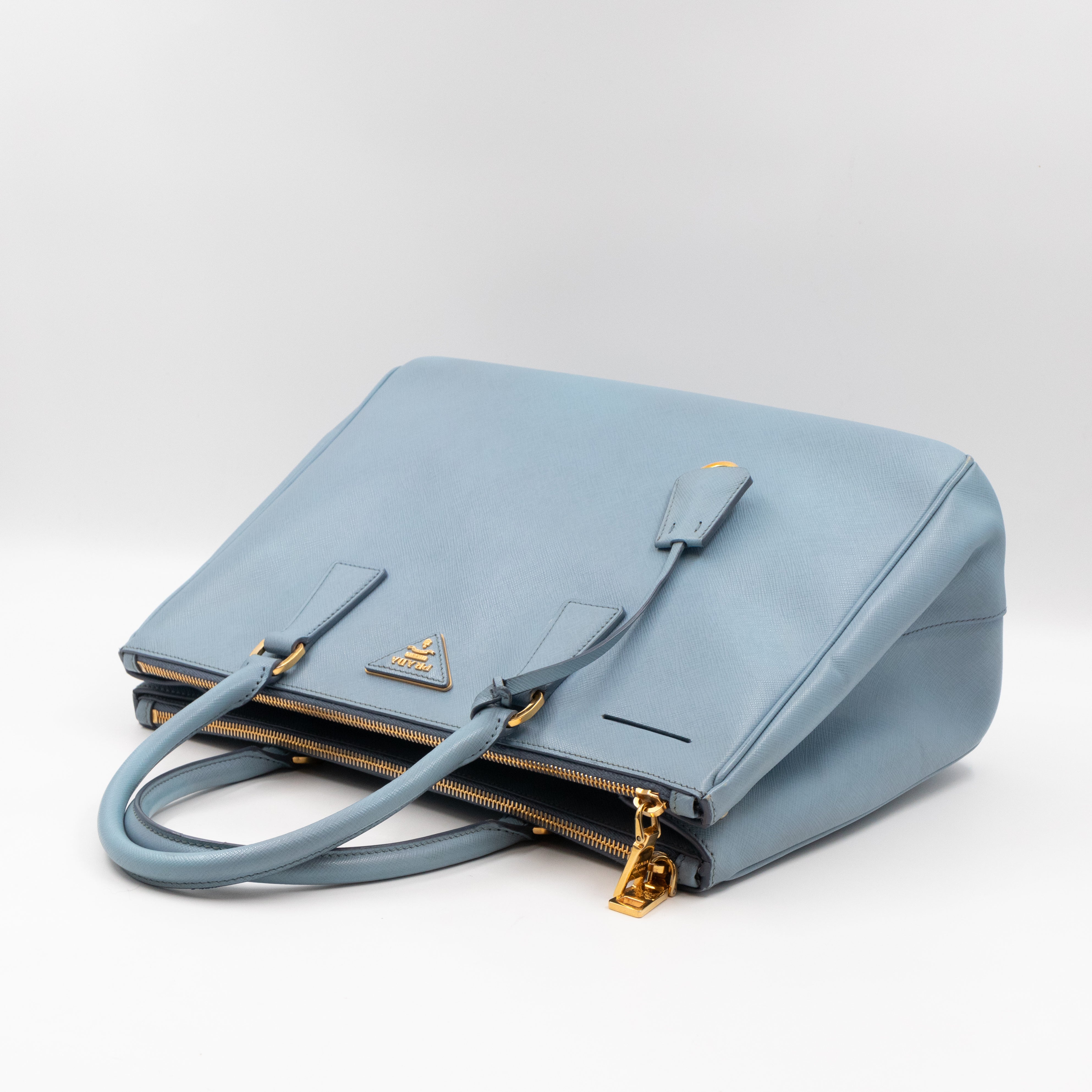 Galleria Large Double Zip Astral Blue Saffiano Leather