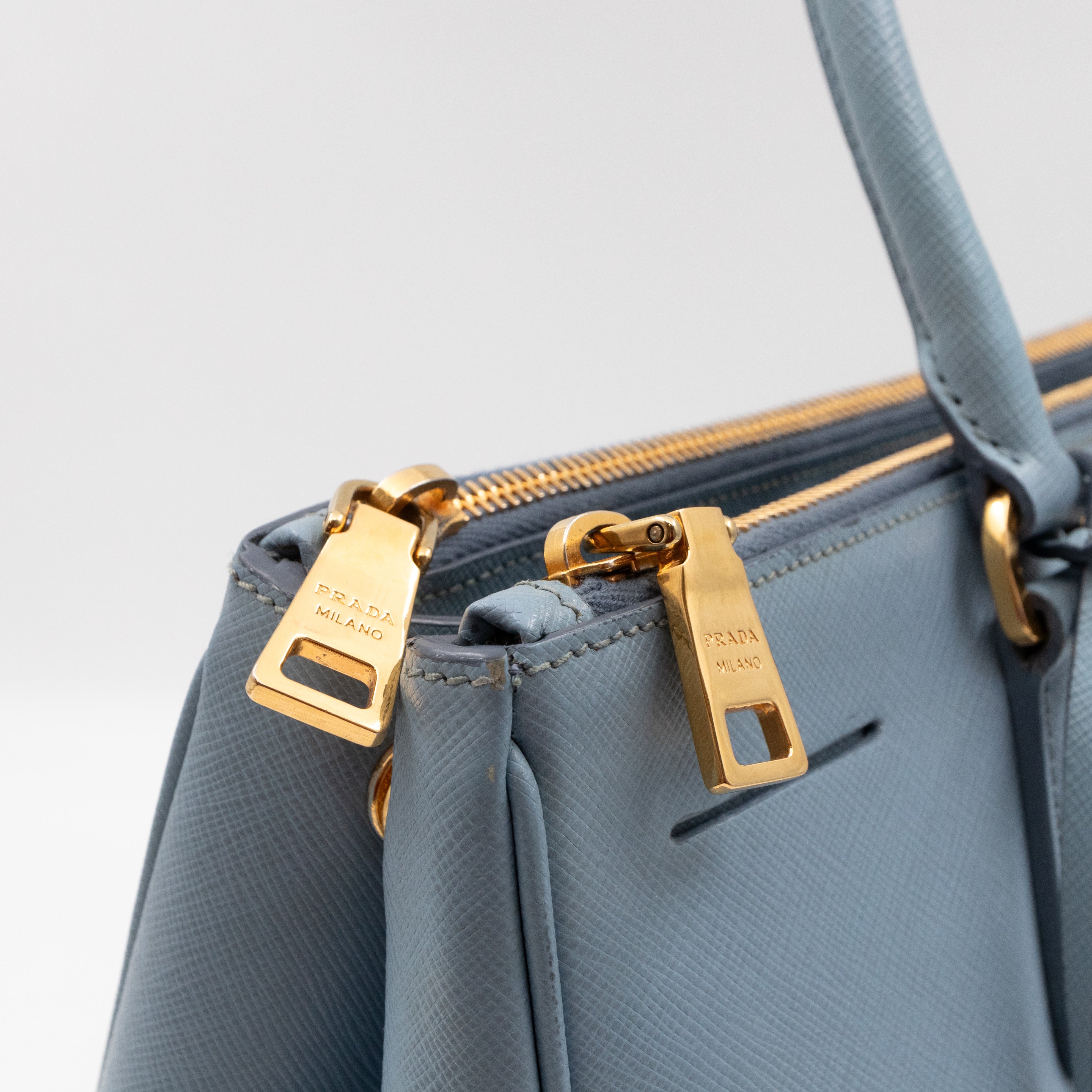 Galleria Large Double Zip Astral Blue Saffiano Leather