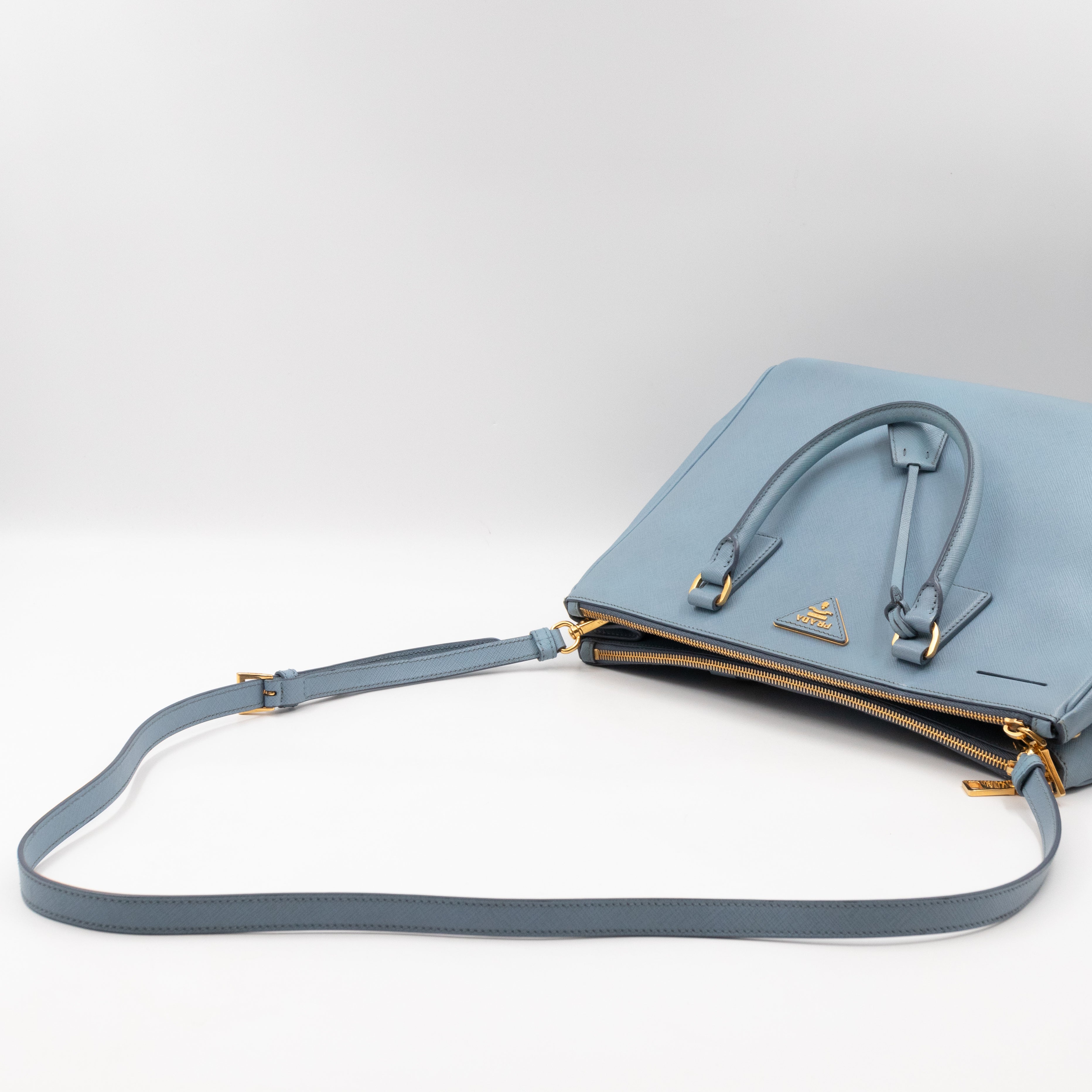 Galleria Large Double Zip Astral Blue Saffiano Leather