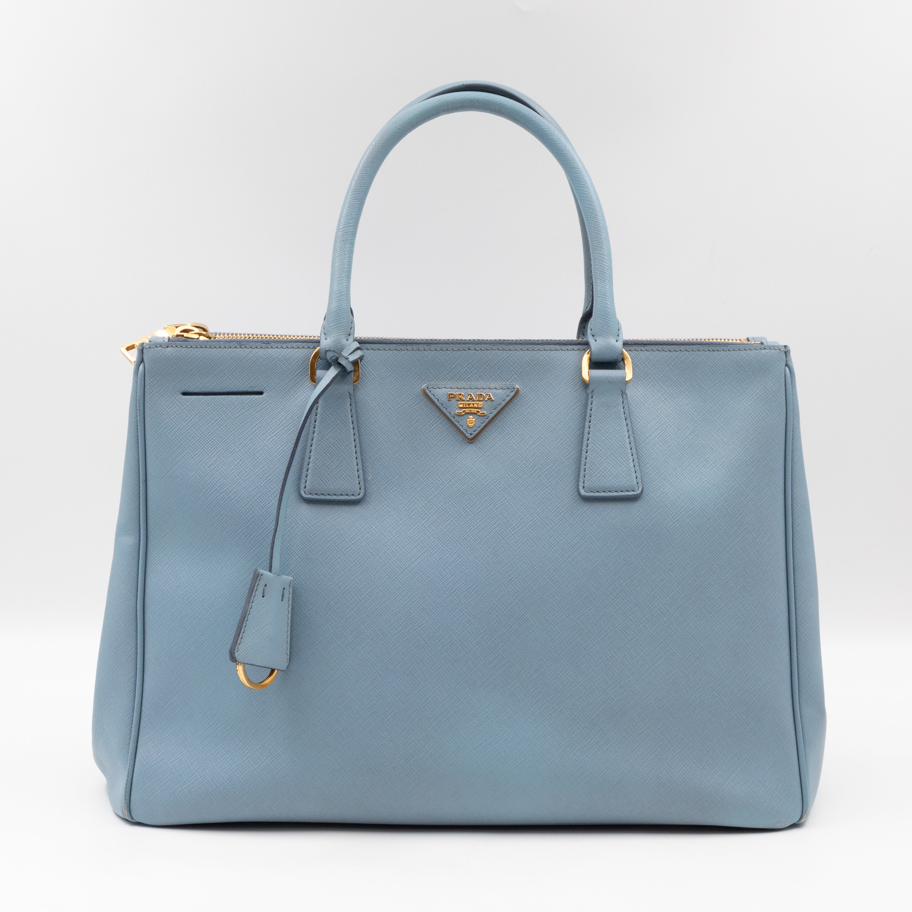 Galleria Large Double Zip Astral Blue Saffiano Leather