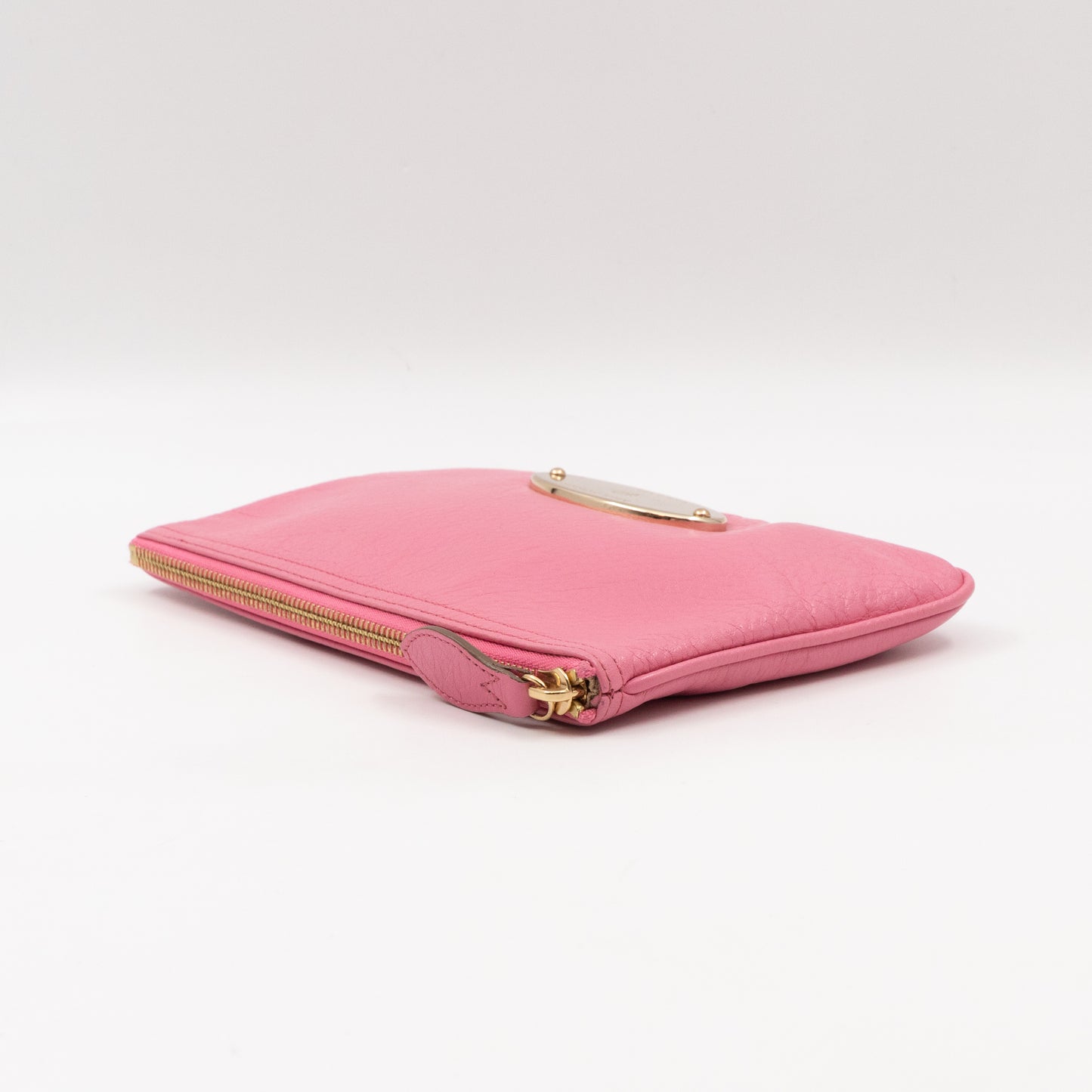 Mitzy Medium Zip Pouch Pink Leather