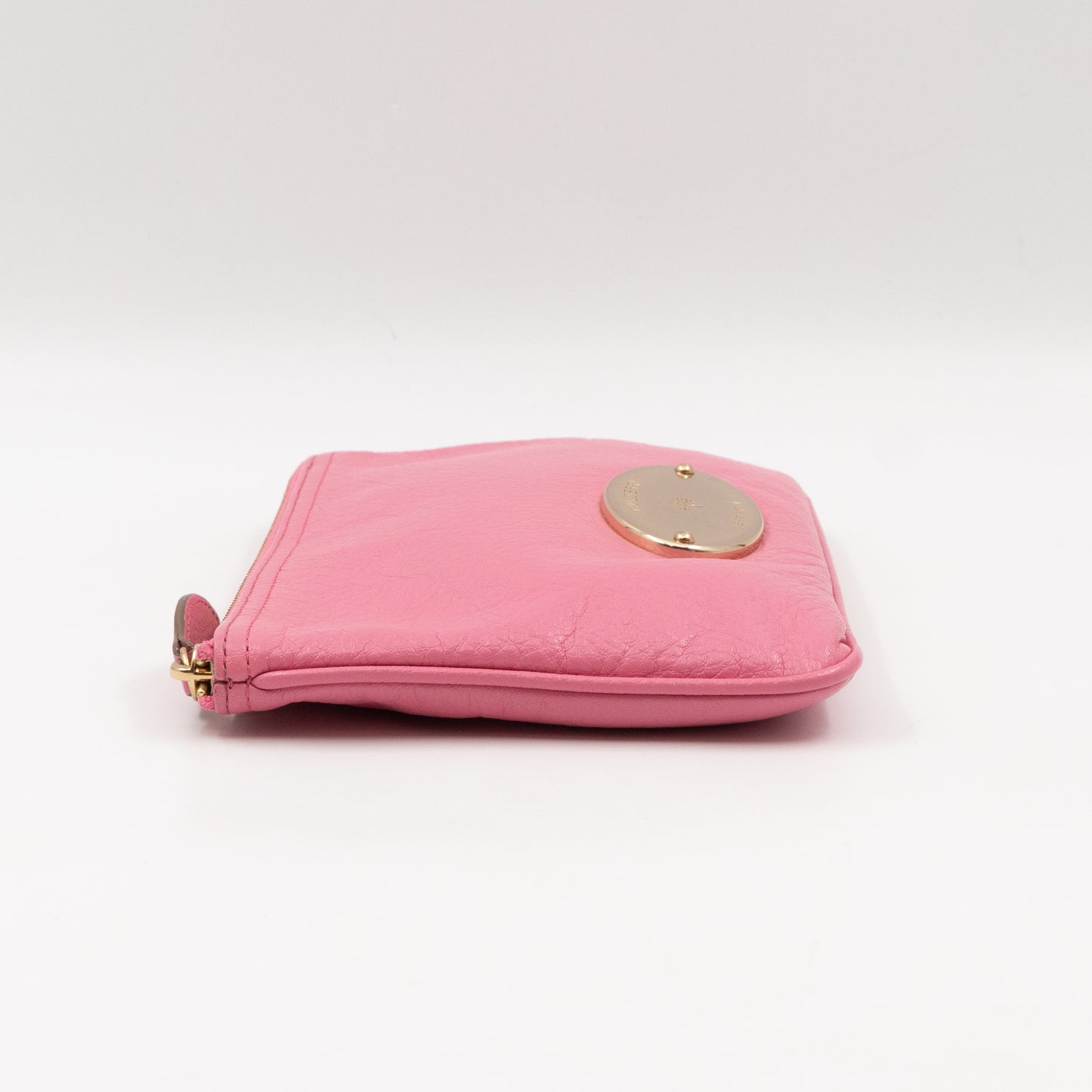 Mitzy Medium Zip Pouch Pink Leather