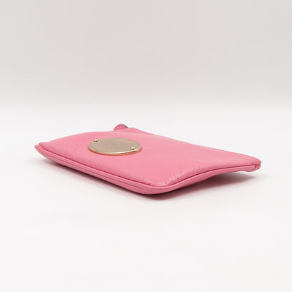 Mitzy Medium Zip Pouch Pink Leather