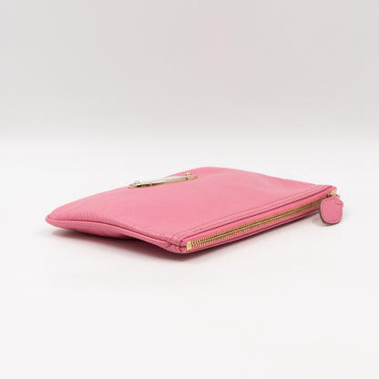 Mitzy Medium Zip Pouch Pink Leather