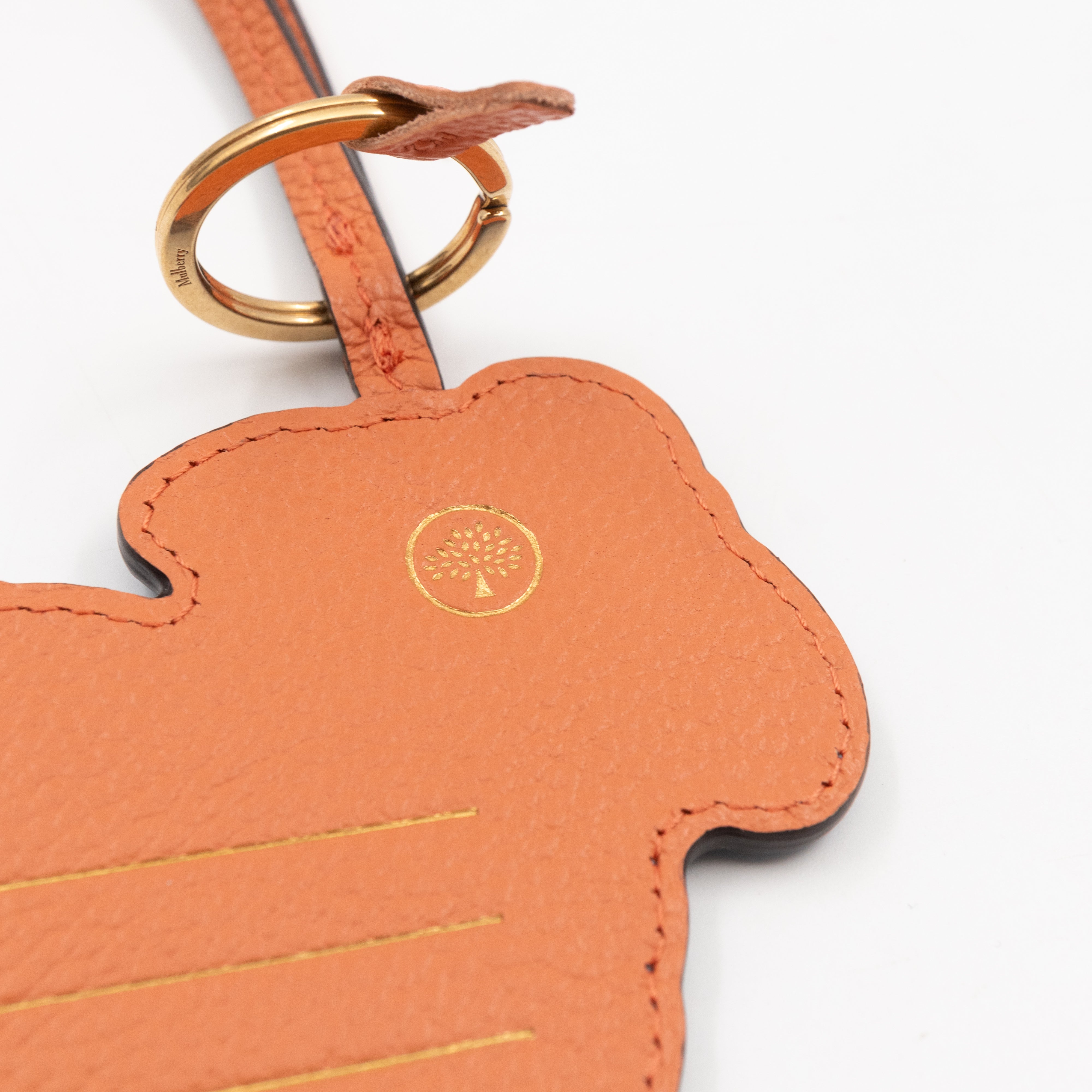 Bulldog Keyring Blue & White Leather