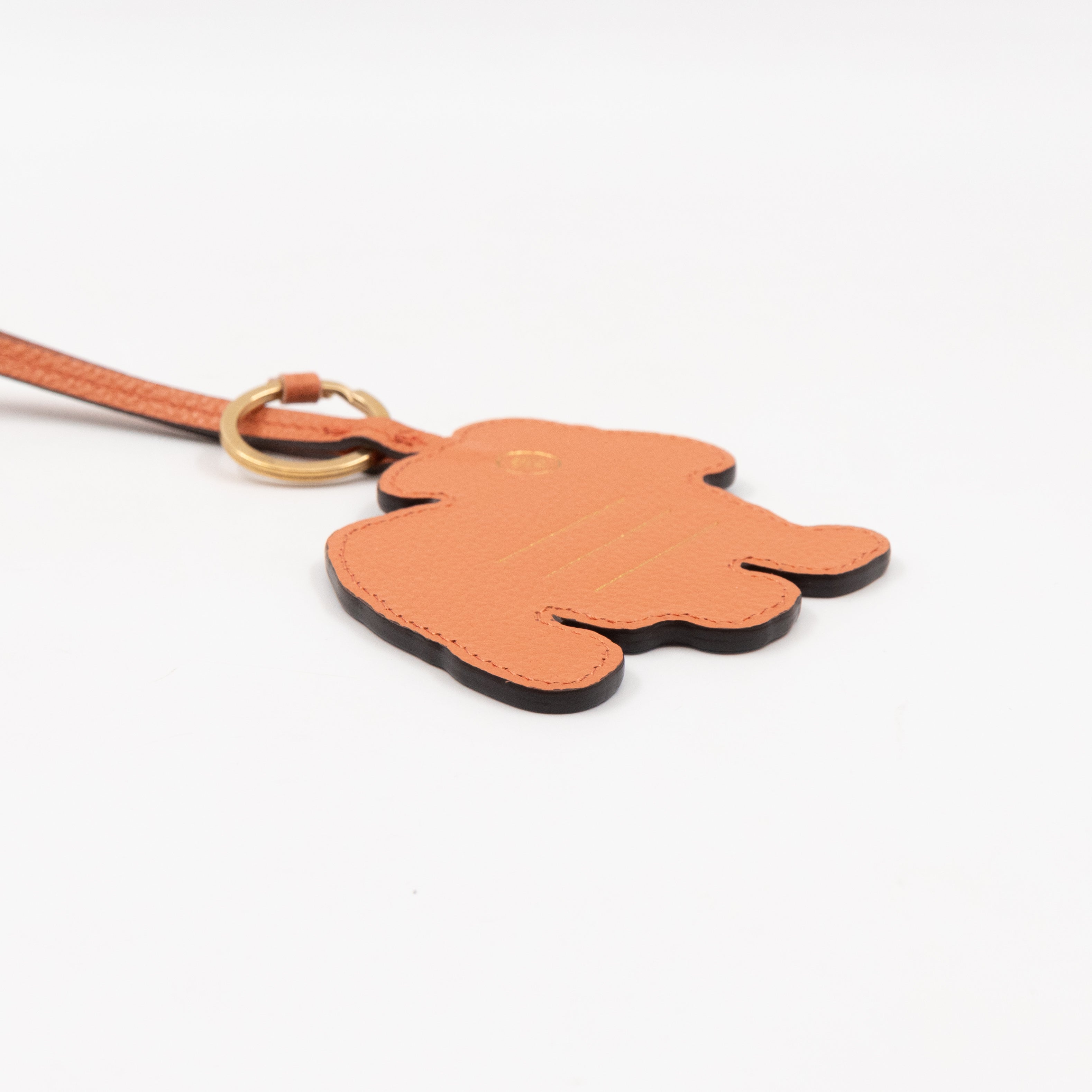 Bulldog Keyring Blue & White Leather