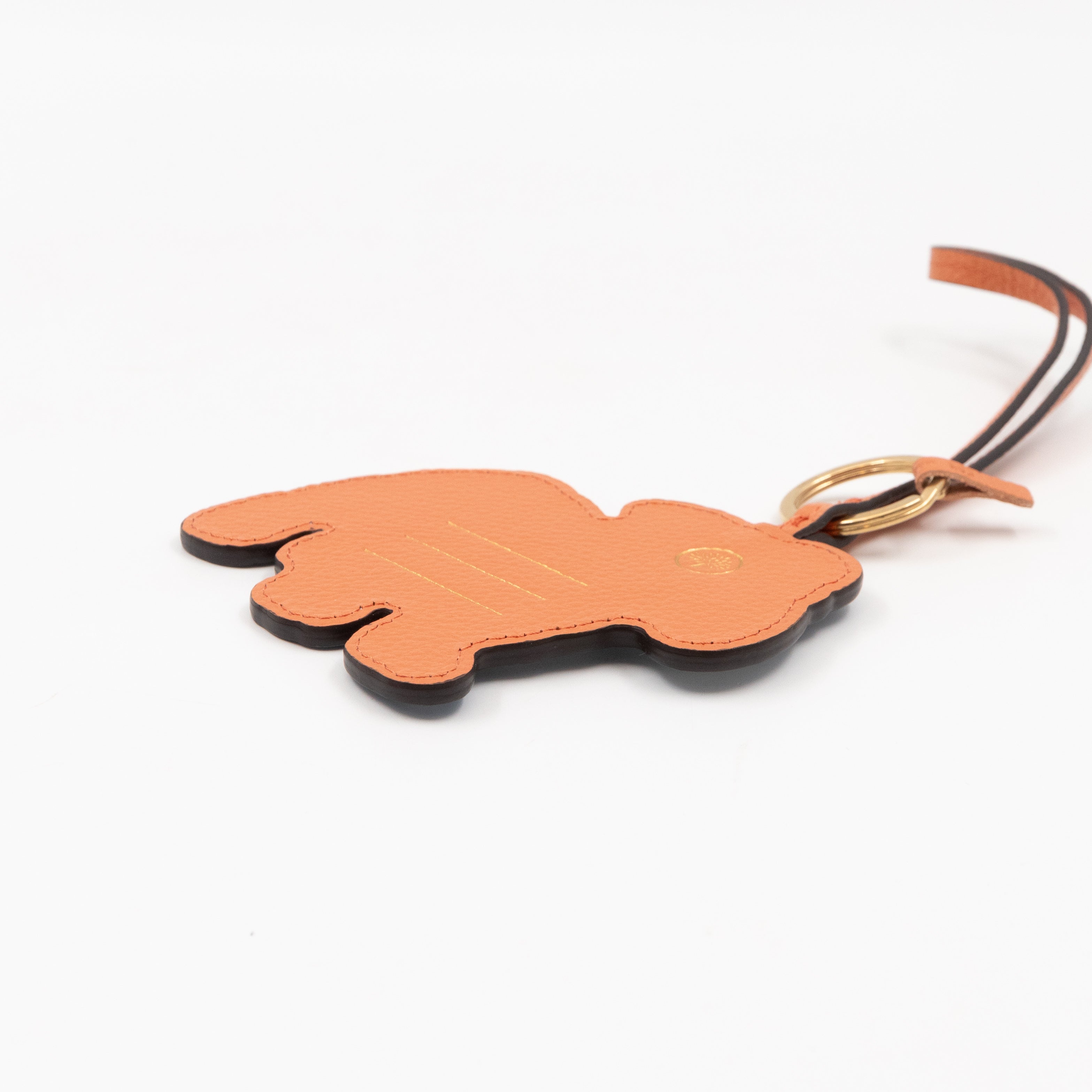 Bulldog Keyring Blue & White Leather