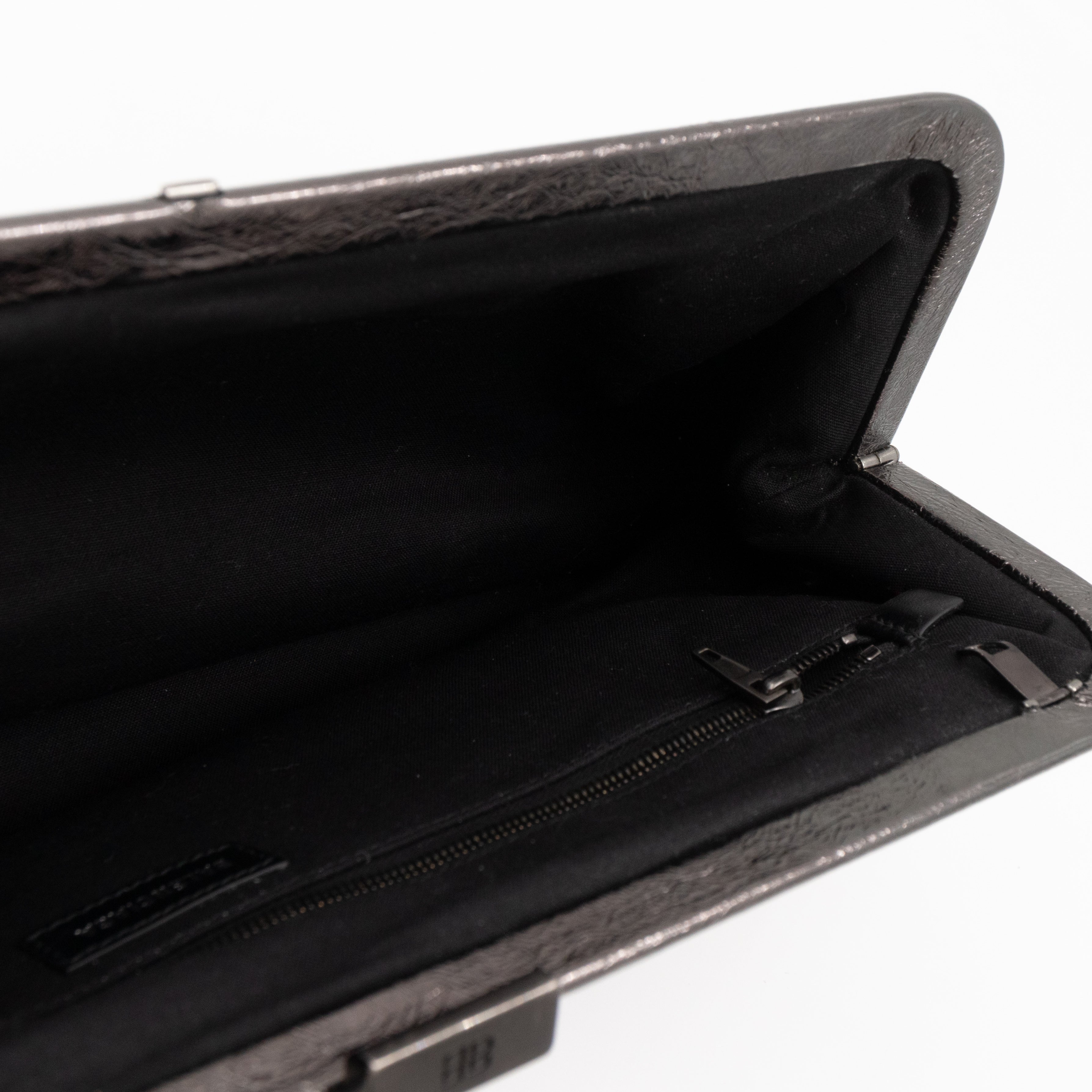 Cloud XL Clutch Bag Dark Grey Metallic Distressed Leather