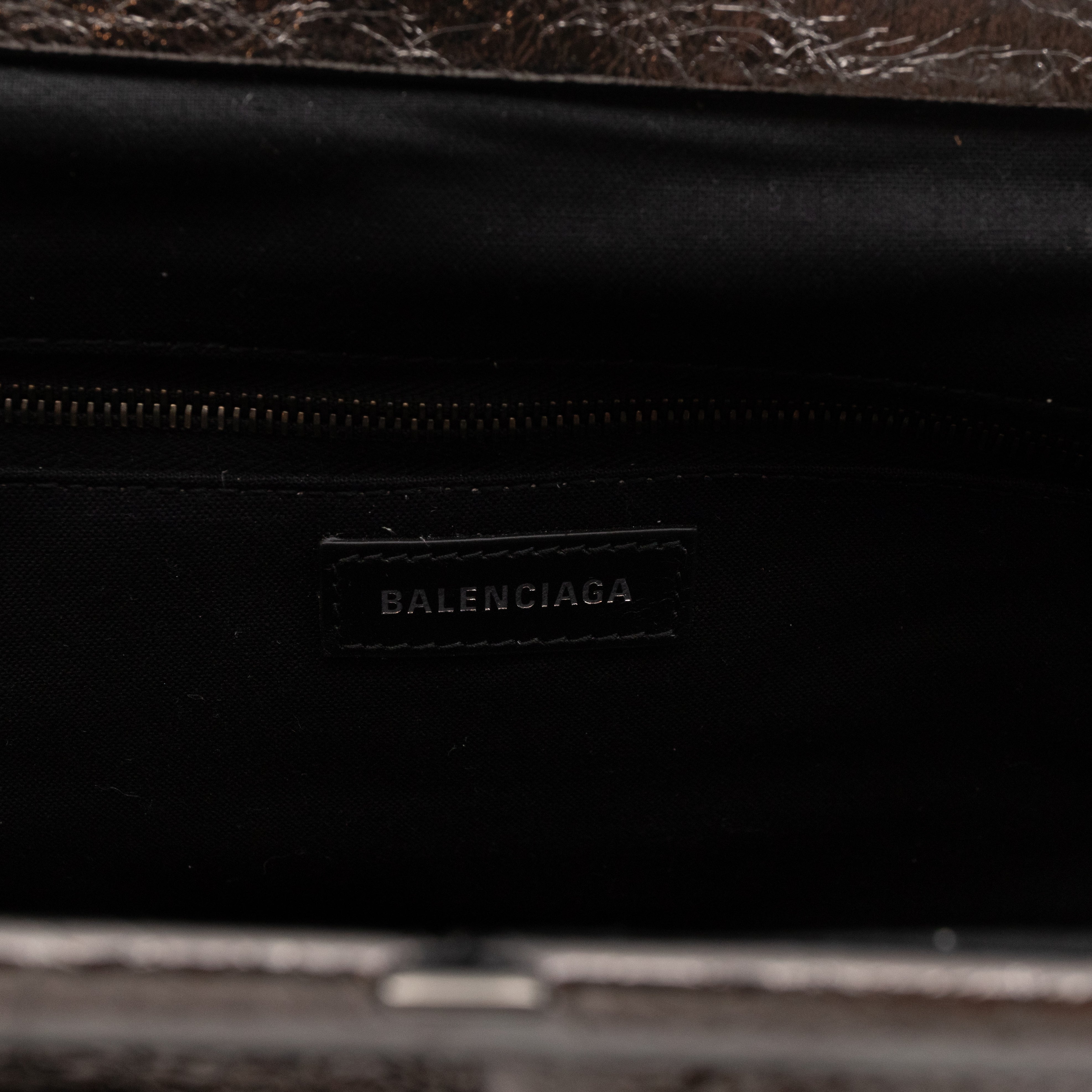 Cloud XL Clutch Bag Dark Grey Metallic Distressed Leather