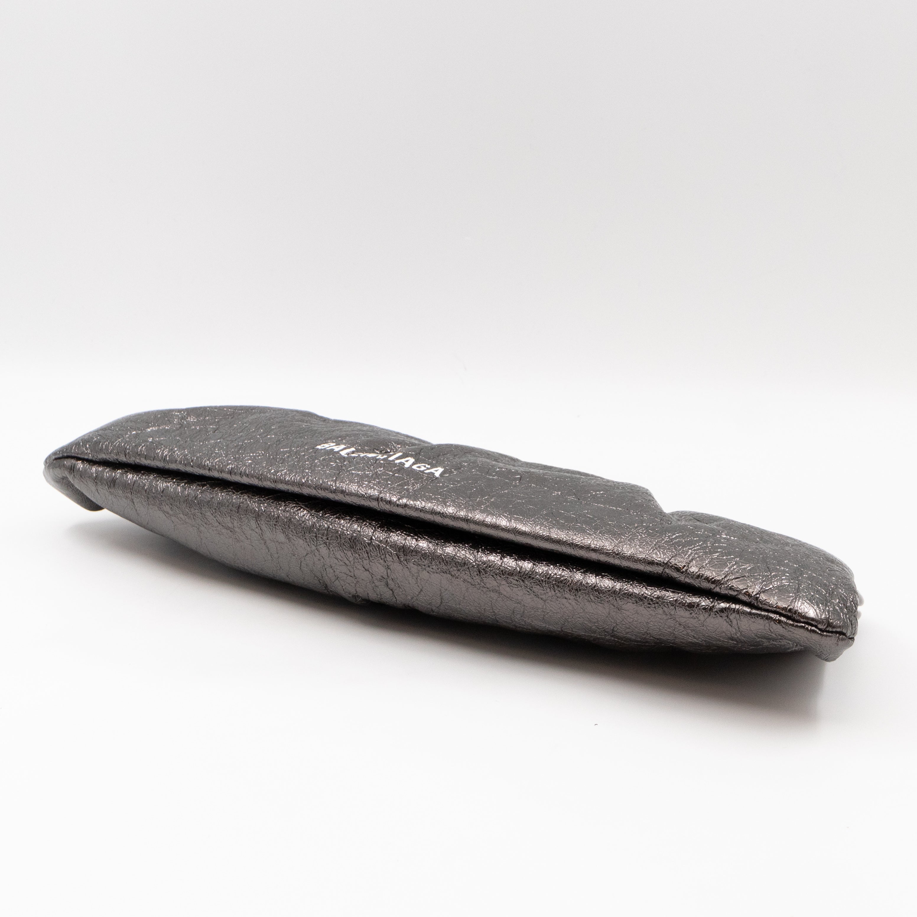 Cloud XL Clutch Bag Dark Grey Metallic Distressed Leather