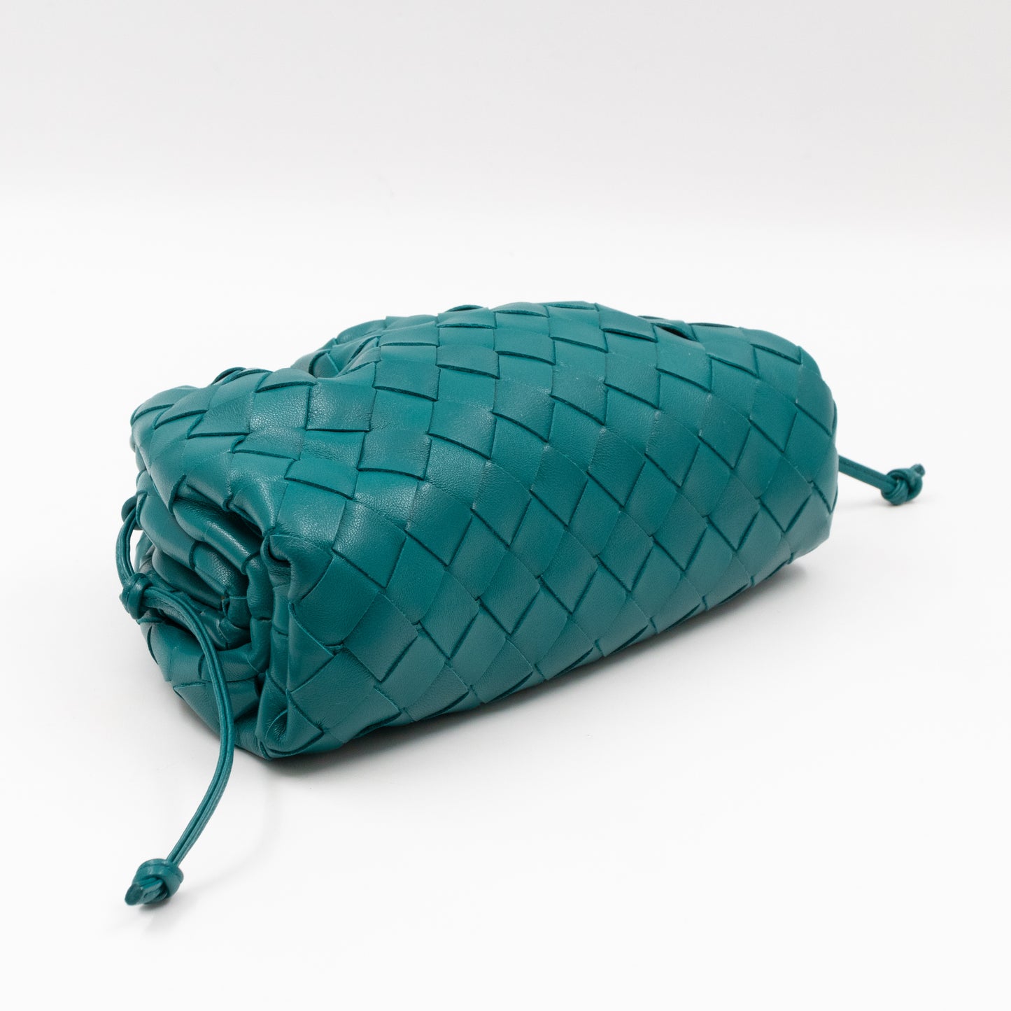 The Pouch Mini Crossbody Turquoise Intrecciato Leather