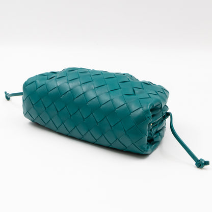 The Pouch Mini Crossbody Turquoise Intrecciato Leather