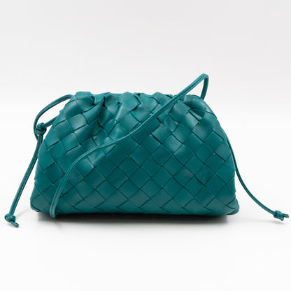 The Pouch Mini Crossbody Turquoise Intrecciato Leather