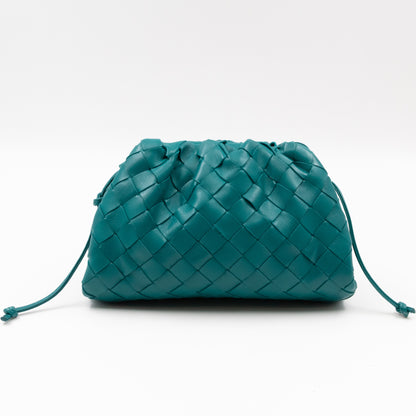 The Pouch Mini Crossbody Turquoise Intrecciato Leather