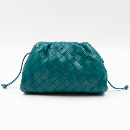 The Pouch Mini Crossbody Turquoise Intrecciato Leather