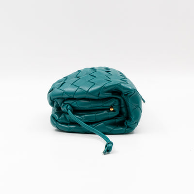 The Pouch Mini Crossbody Turquoise Intrecciato Leather