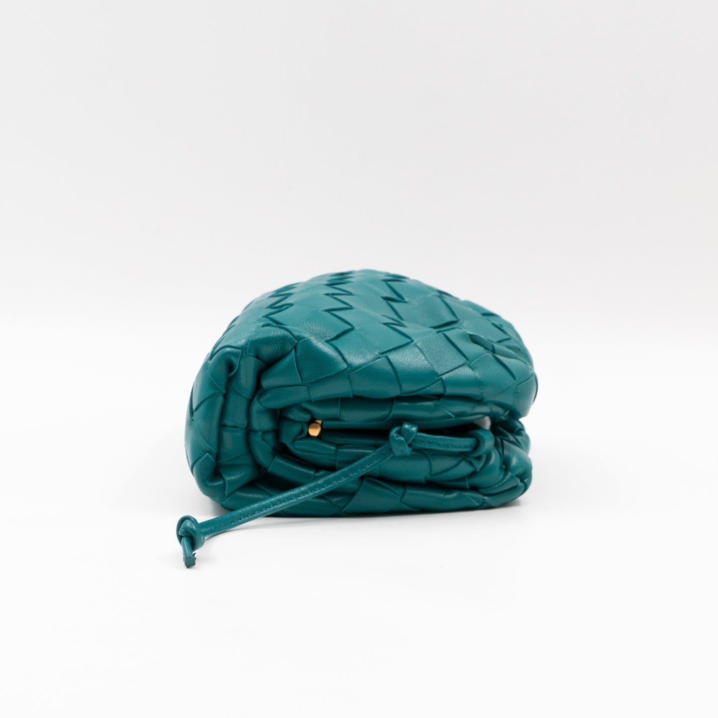 The Pouch Mini Crossbody Turquoise Intrecciato Leather